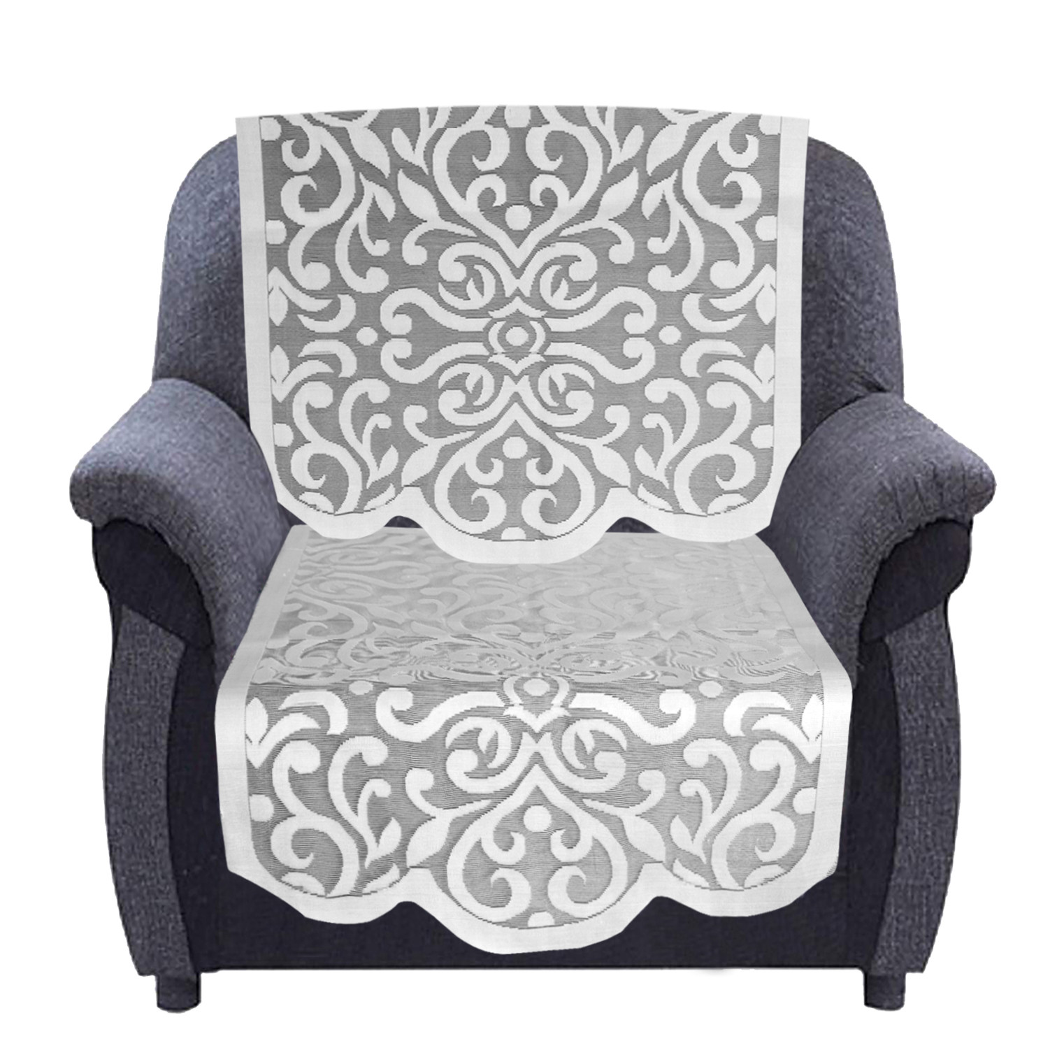 Kuber Industries Artcam Design 5 Seater Cotton Sofa Cover Set (White)