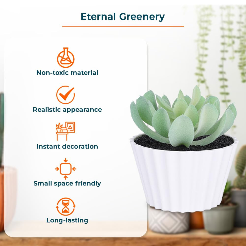 Kuber Industries Artificial Plants for Home DÃ©cor|Natural Looking Indoor Fake Plants with Pot|Artificial Flowers for Decoration (Green)