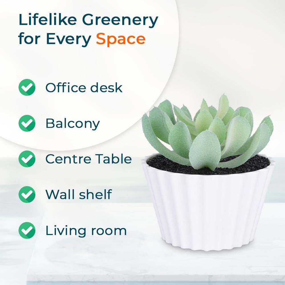 Kuber Industries Artificial Plants for Home DÃ©cor|Natural Looking Indoor Fake Plants with Pot|Artificial Flowers for Decoration (Green)