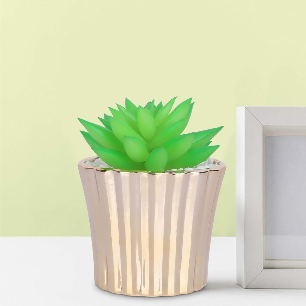 Kuber Industries Artificial Plants for Home DÃ©cor|Natural Looking Indoor Fake Plants with Pot|Artificial Flowers for Decoration (Green)