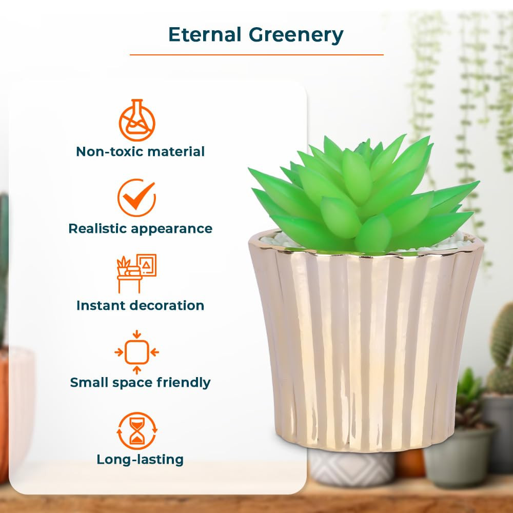 Kuber Industries Artificial Plants for Home DÃ©cor|Natural Looking Indoor Fake Plants with Pot|Artificial Flowers for Decoration (Green)