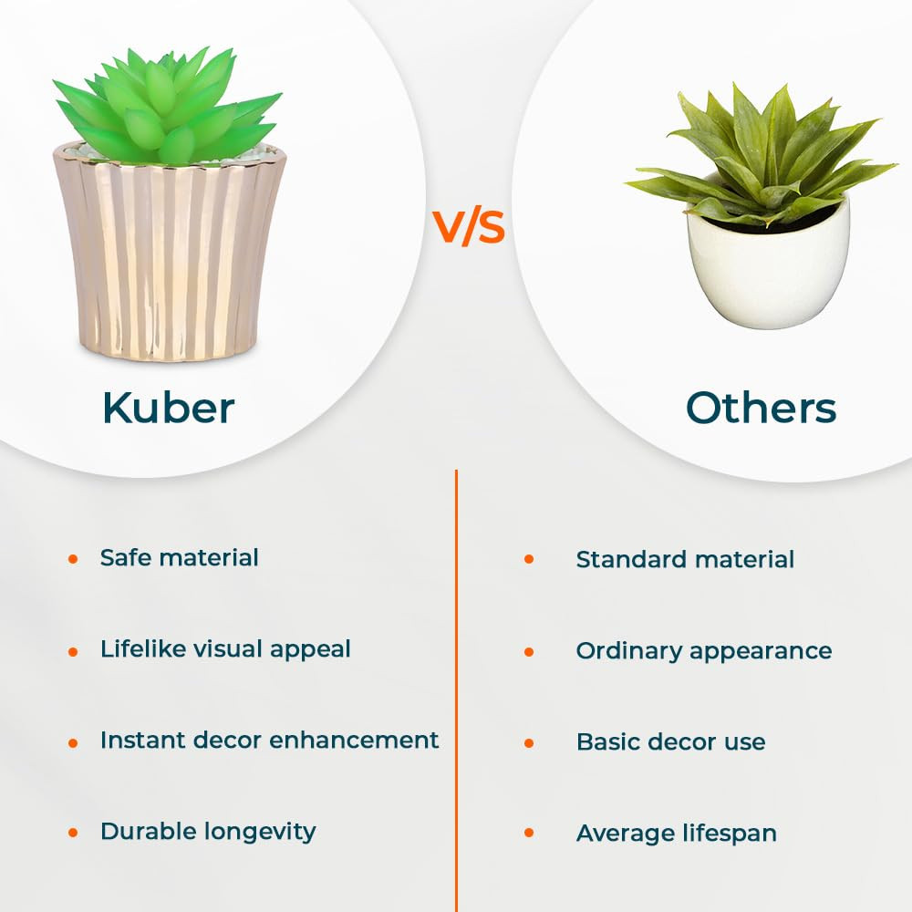 Kuber Industries Artificial Plants for Home DÃ©cor|Natural Looking Indoor Fake Plants with Pot|Artificial Flowers for Decoration (Green)