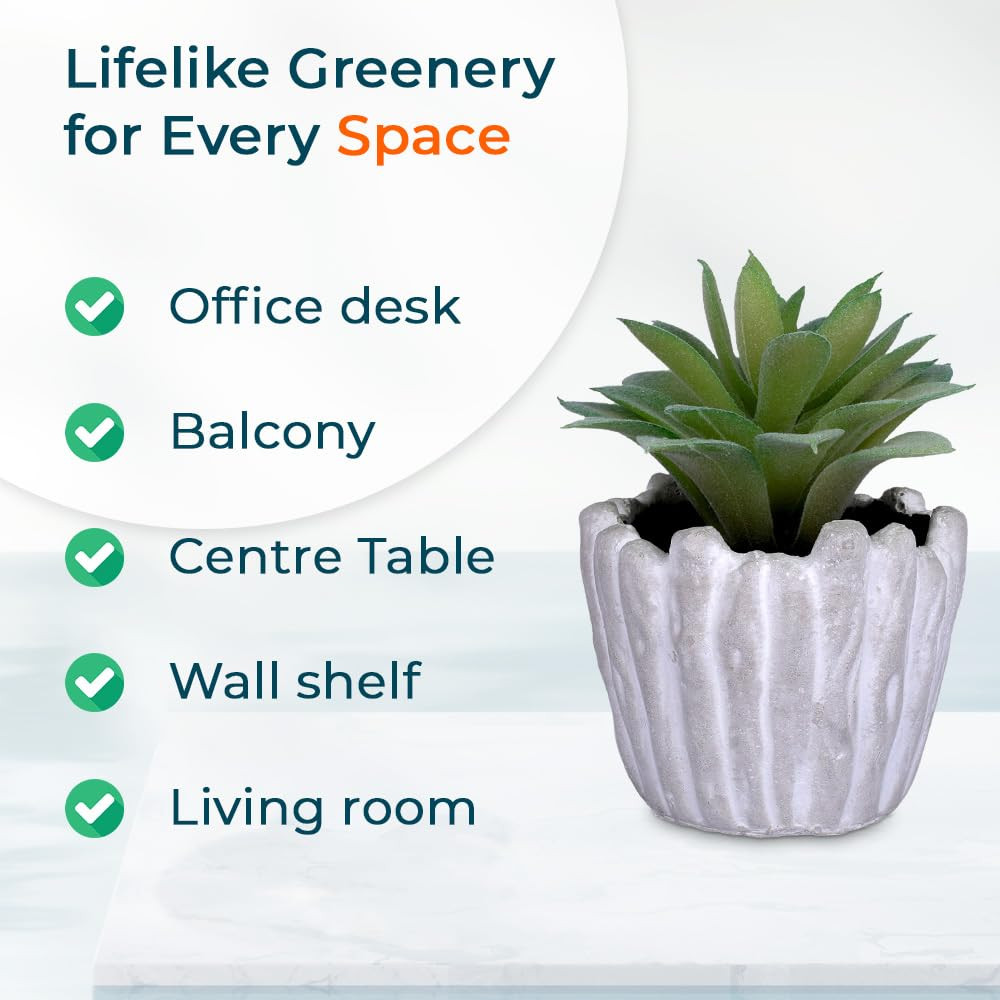 Kuber Industries Artificial Plants for Home DÃ©cor|Natural Looking Indoor Fake Plants with Pot|Artificial Flowers for Decoration (Green)