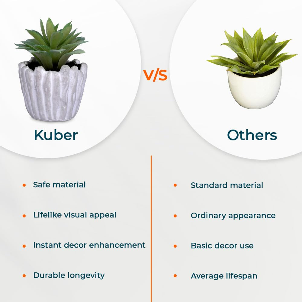 Kuber Industries Artificial Plants for Home DÃ©cor|Natural Looking Indoor Fake Plants with Pot|Artificial Flowers for Decoration (Green)