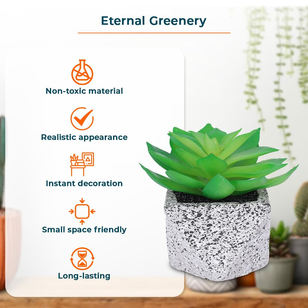 Kuber Industries Artificial Plants for Home DÃ©cor|Natural Looking Indoor Fake Plants with Pot|Artificial Flowers for Decoration (Green)