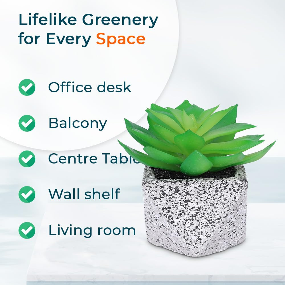 Kuber Industries Artificial Plants for Home DÃ©cor|Natural Looking Indoor Fake Plants with Pot|Artificial Flowers for Decoration (Green)
