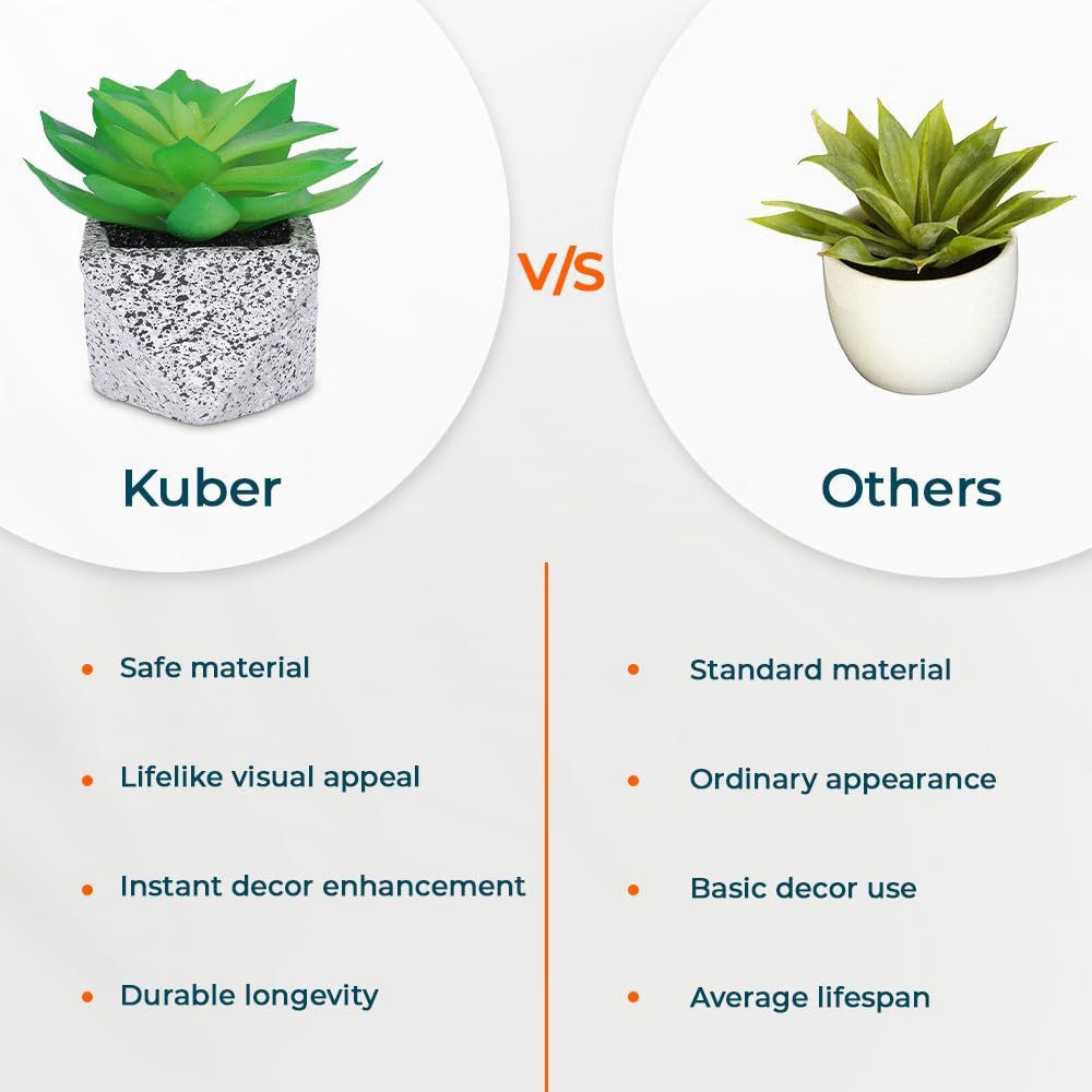 Kuber Industries Artificial Plants for Home DÃ©cor|Natural Looking Indoor Fake Plants with Pot|Artificial Flowers for Decoration (Green)