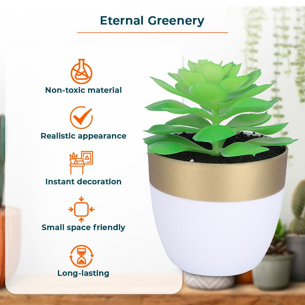 Kuber Industries Artificial Plants for Home DÃ©cor|Natural Looking Indoor Fake Plants with Pot|Artificial Flowers for Decoration (Green)