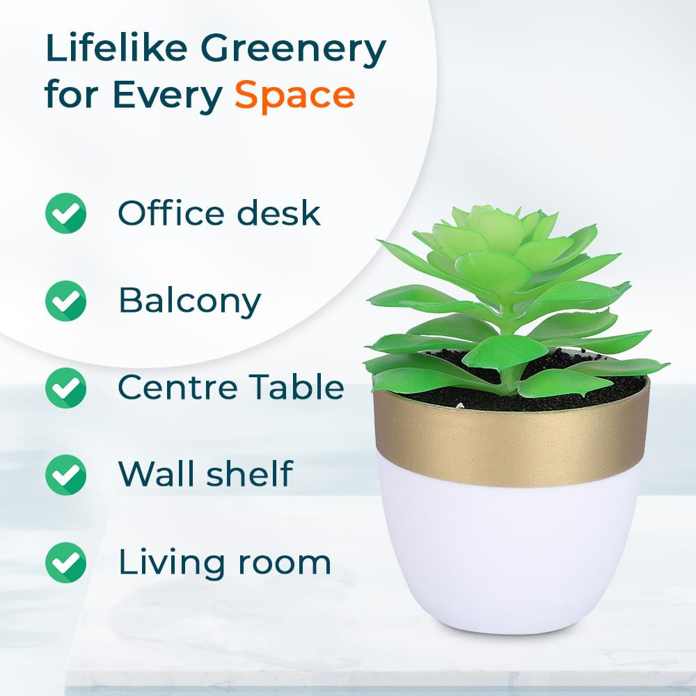Kuber Industries Artificial Plants for Home DÃ©cor|Natural Looking Indoor Fake Plants with Pot|Artificial Flowers for Decoration (Green)