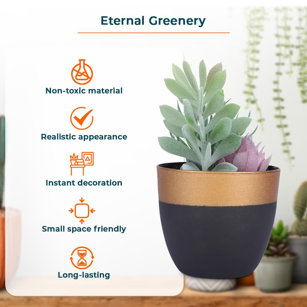Kuber Industries Artificial Plants for Home DÃ©cor|Natural Looking Indoor Fake Plants with Pot|Artificial Flowers for Decoration (Green)