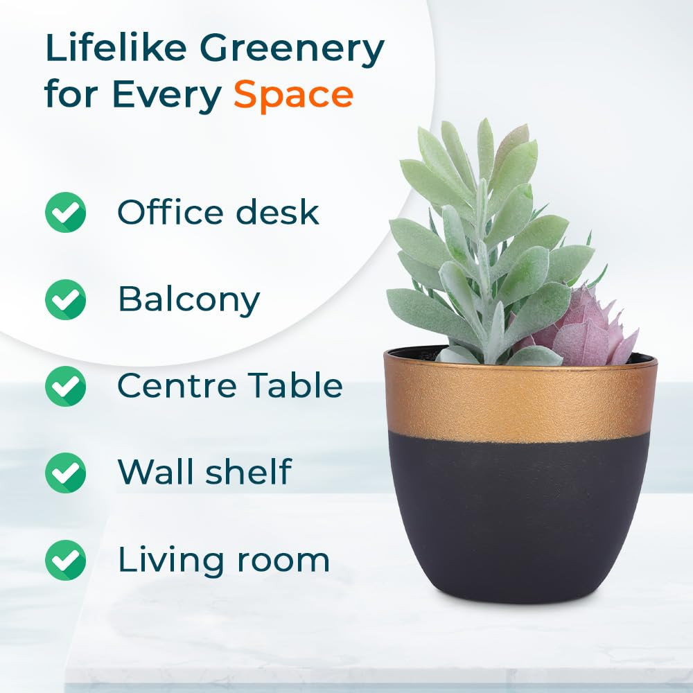 Kuber Industries Artificial Plants for Home DÃ©cor|Natural Looking Indoor Fake Plants with Pot|Artificial Flowers for Decoration (Green)