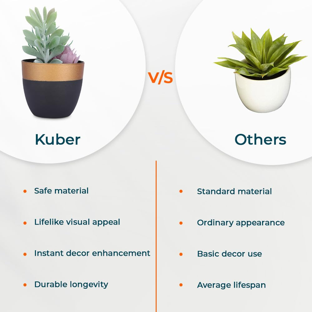 Kuber Industries Artificial Plants for Home DÃ©cor|Natural Looking Indoor Fake Plants with Pot|Artificial Flowers for Decoration (Green)