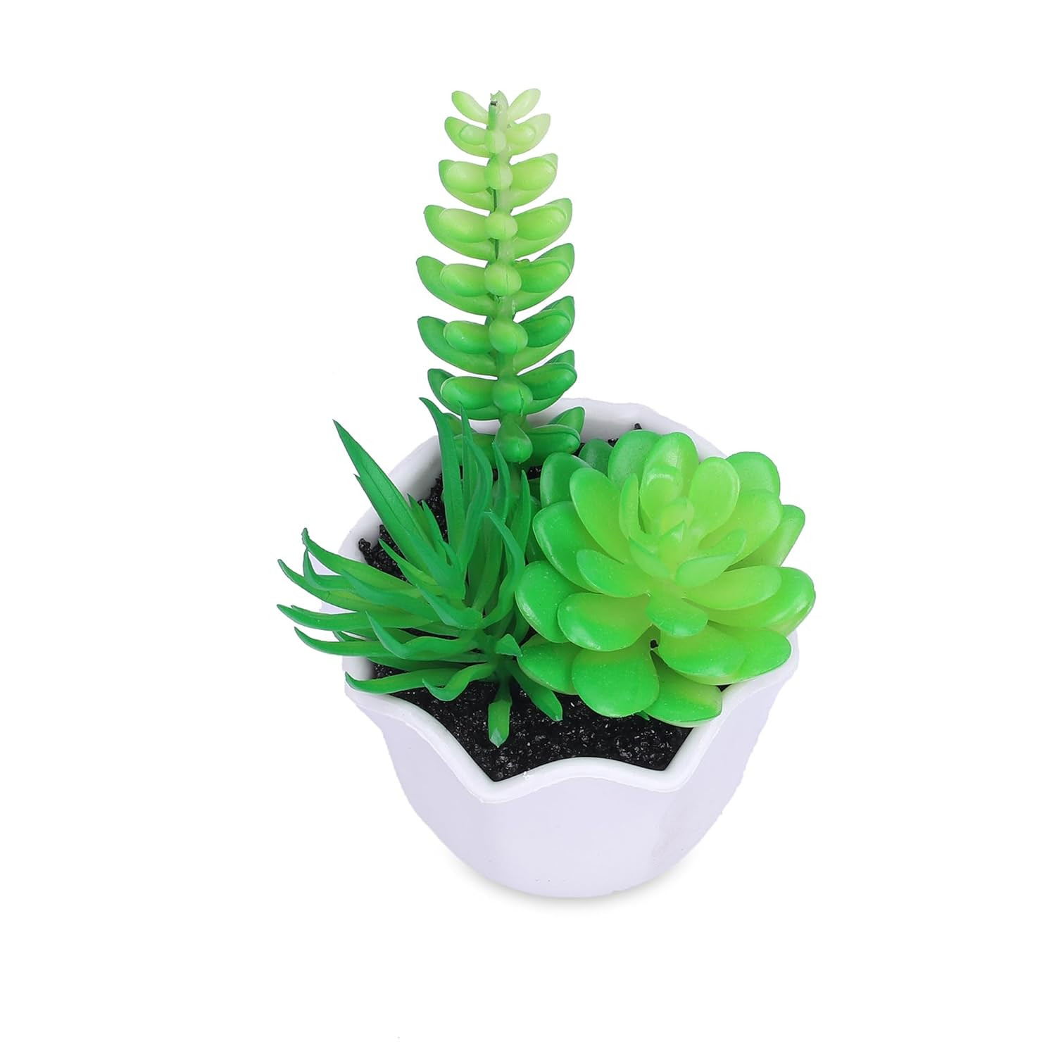 Kuber Industries Artificial Plants for Home DÃ©cor|Natural Looking Indoor Fake Plants with Pot|Artificial Flowers for Decoration (Green)