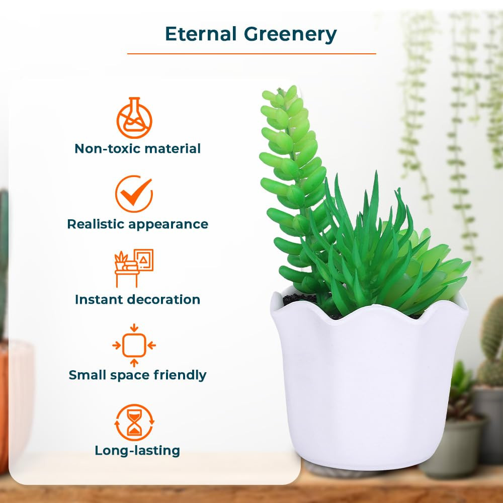 Kuber Industries Artificial Plants for Home DÃ©cor|Natural Looking Indoor Fake Plants with Pot|Artificial Flowers for Decoration (Green)