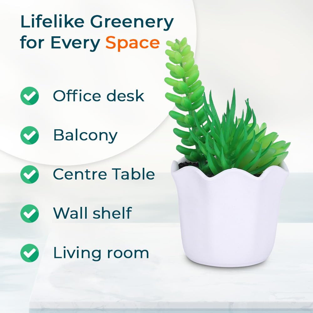 Kuber Industries Artificial Plants for Home DÃ©cor|Natural Looking Indoor Fake Plants with Pot|Artificial Flowers for Decoration (Green)