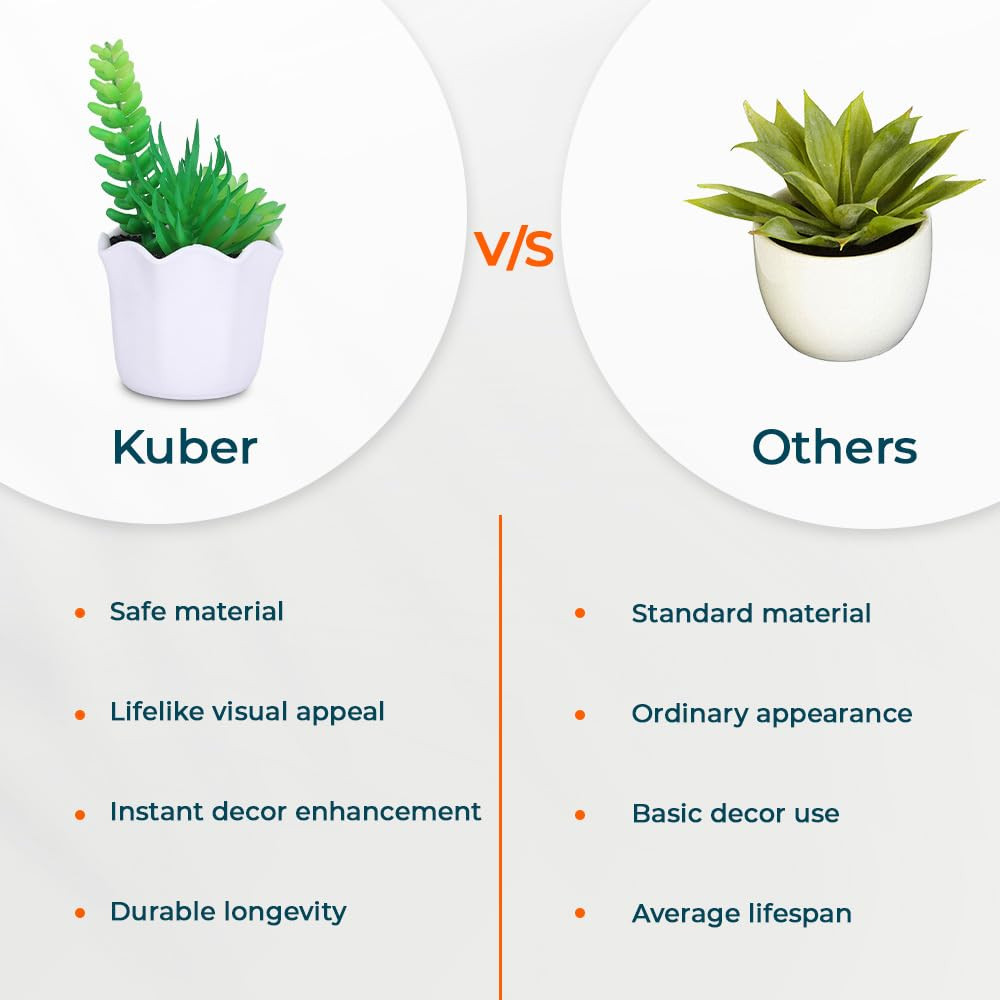 Kuber Industries Artificial Plants for Home DÃ©cor|Natural Looking Indoor Fake Plants with Pot|Artificial Flowers for Decoration (Green)