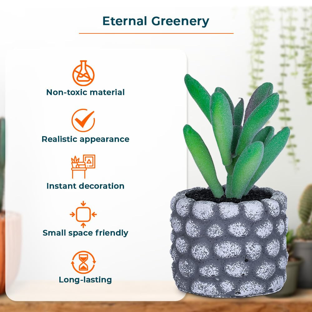 Kuber Industries Artificial Plants for Home DÃ©cor|Natural Looking Indoor Fake Plants with Pot|Artificial Flowers for Decoration (Green)