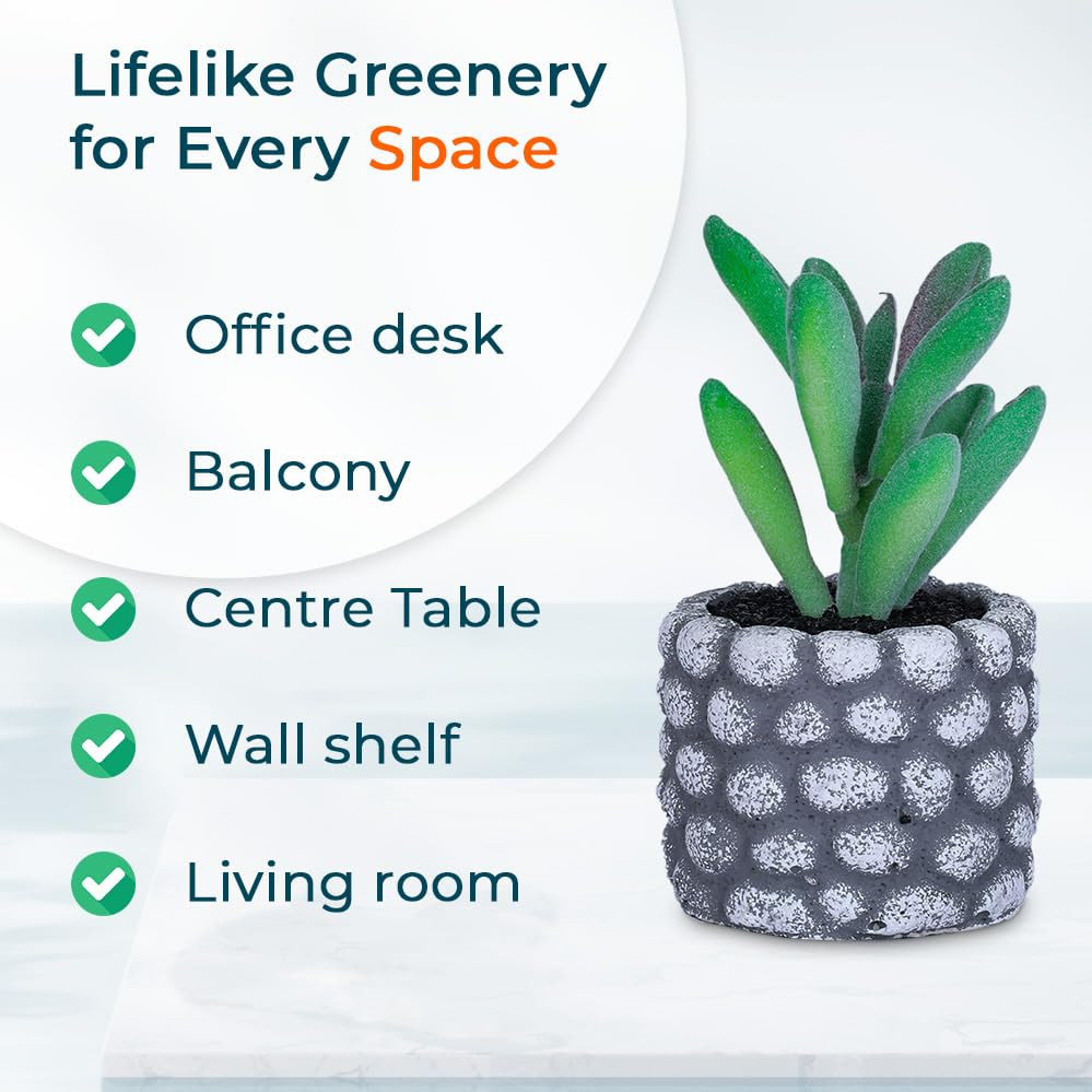 Kuber Industries Artificial Plants for Home DÃ©cor|Natural Looking Indoor Fake Plants with Pot|Artificial Flowers for Decoration (Green)