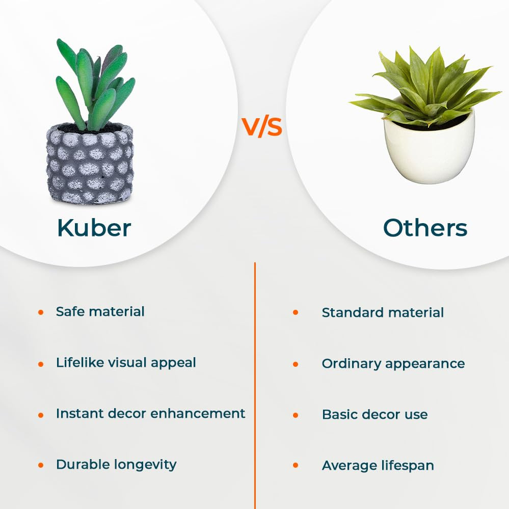 Kuber Industries Artificial Plants for Home DÃ©cor|Natural Looking Indoor Fake Plants with Pot|Artificial Flowers for Decoration (Green)