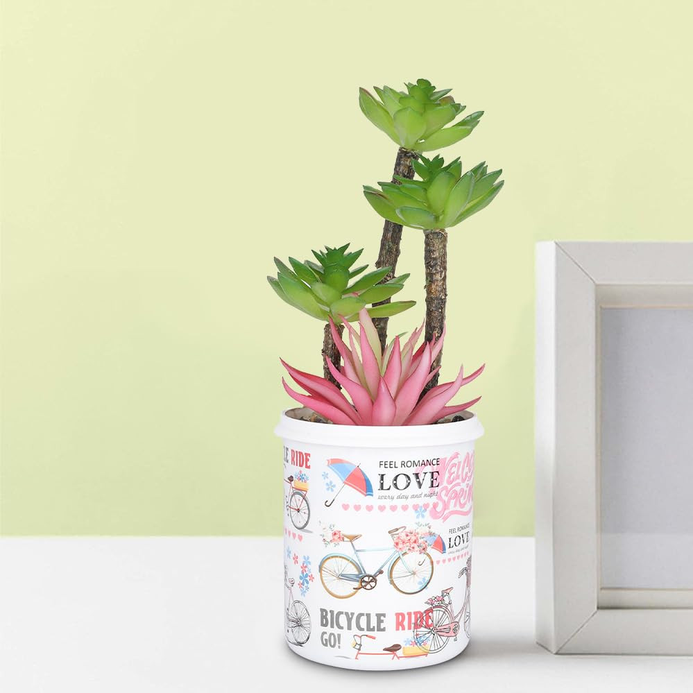 Kuber Industries Artificial Plants for Home DÃ©cor|Natural Looking Indoor Fake Plants with Pot|Artificial Flowers for Decoration (Pink & Green)