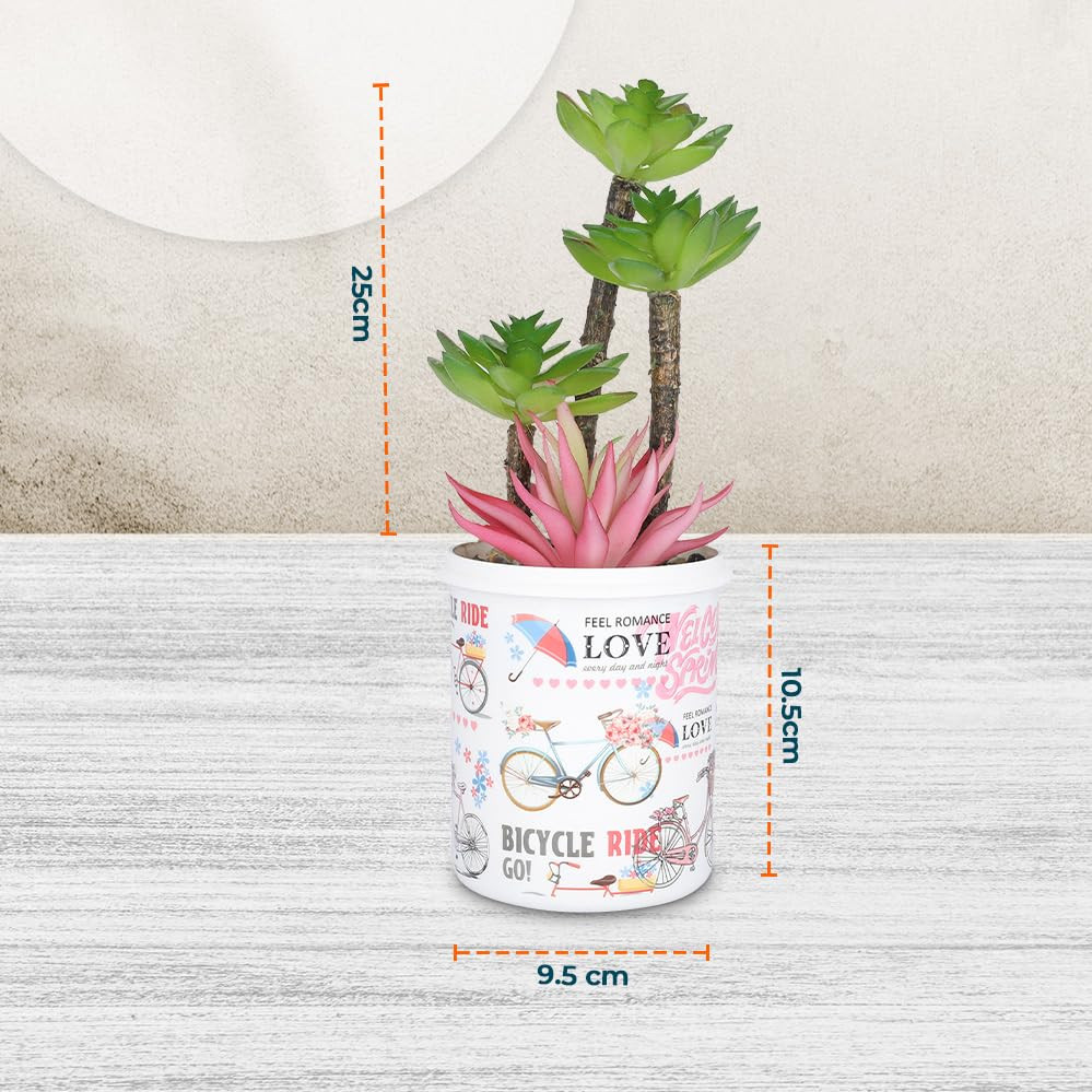 Kuber Industries Artificial Plants for Home DÃ©cor|Natural Looking Indoor Fake Plants with Pot|Artificial Flowers for Decoration (Pink & Green)