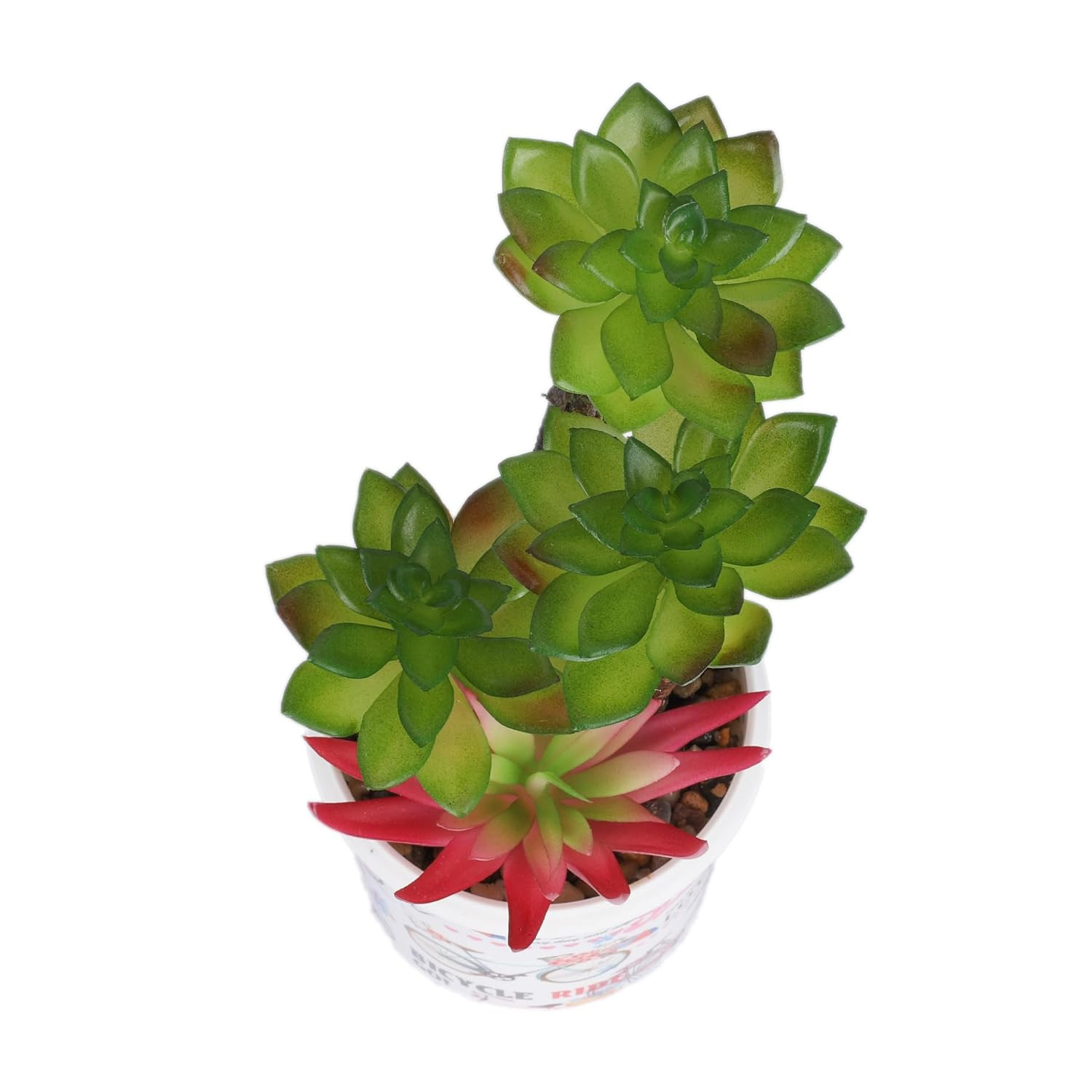 Kuber Industries Artificial Plants for Home DÃ©cor|Natural Looking Indoor Fake Plants with Pot|Artificial Flowers for Decoration (Pink & Green)