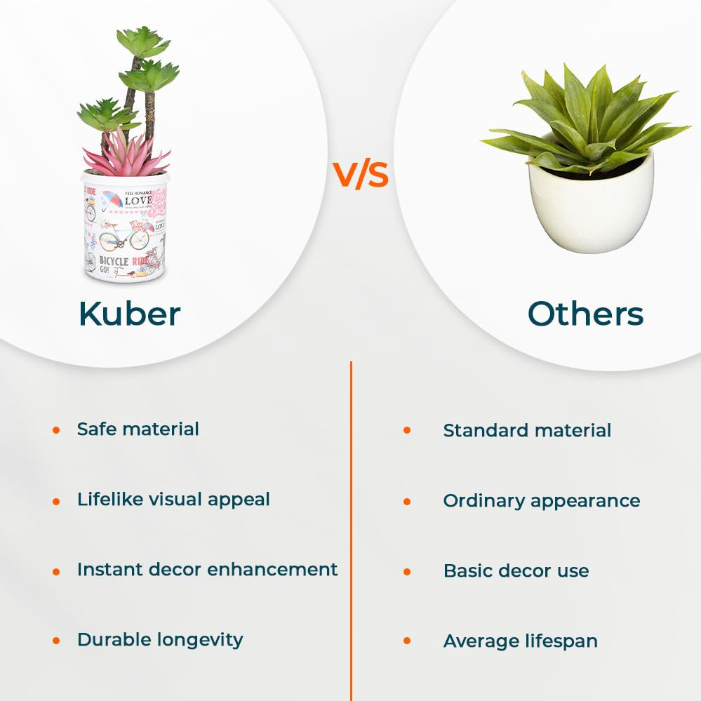 Kuber Industries Artificial Plants for Home DÃ©cor|Natural Looking Indoor Fake Plants with Pot|Artificial Flowers for Decoration (Pink & Green)