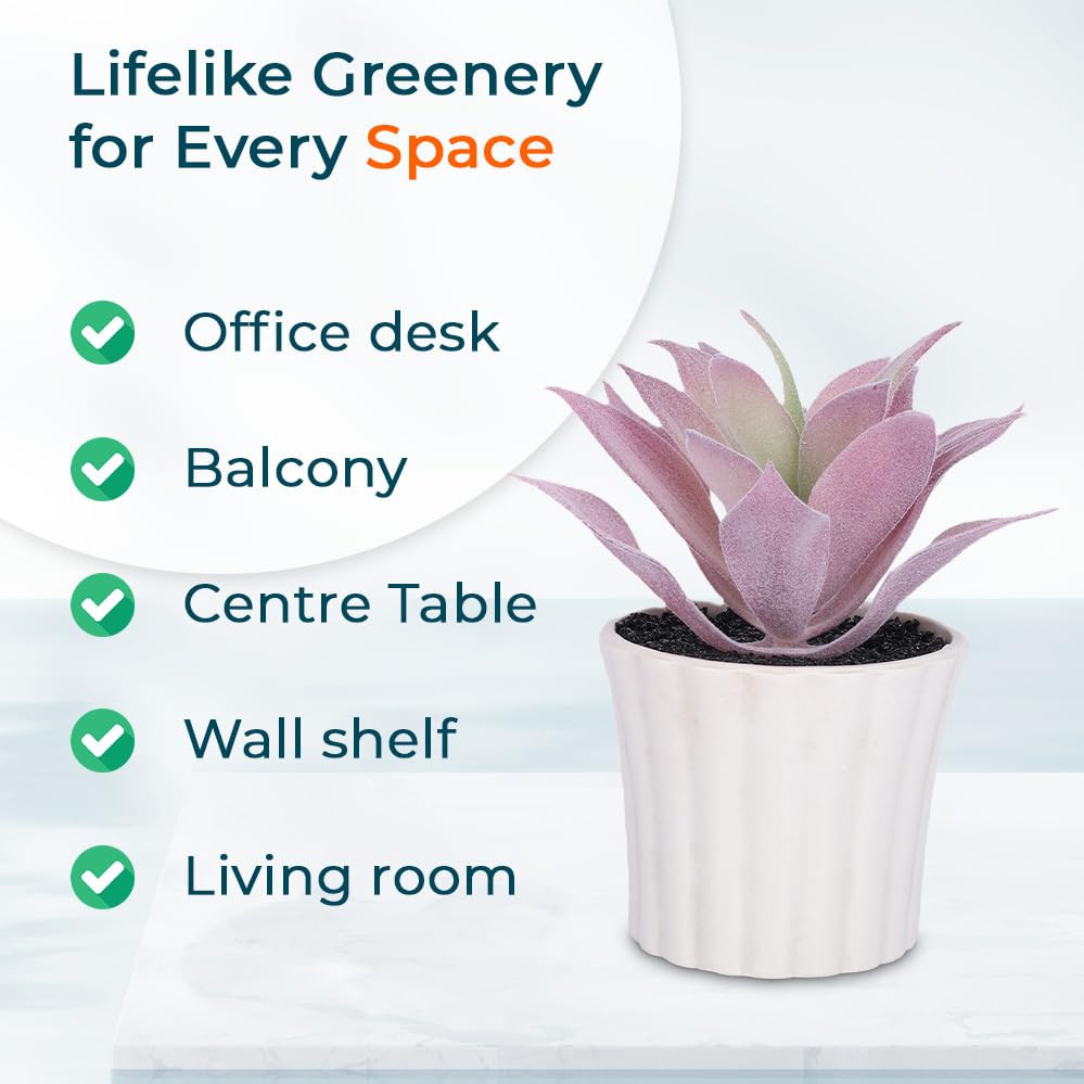 Kuber Industries Artificial Plants for Home DÃ©cor|Natural Looking Indoor Fake Plants with Pot|Artificial Flowers for Decoration (Lavender)