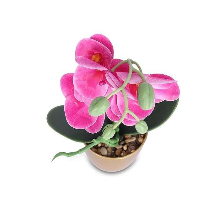 Kuber Industries Artificial Plants for Home DÃ©cor|Natural Looking Indoor Fake Plants with Pot|Artificial Flowers for Decoration (Pink)