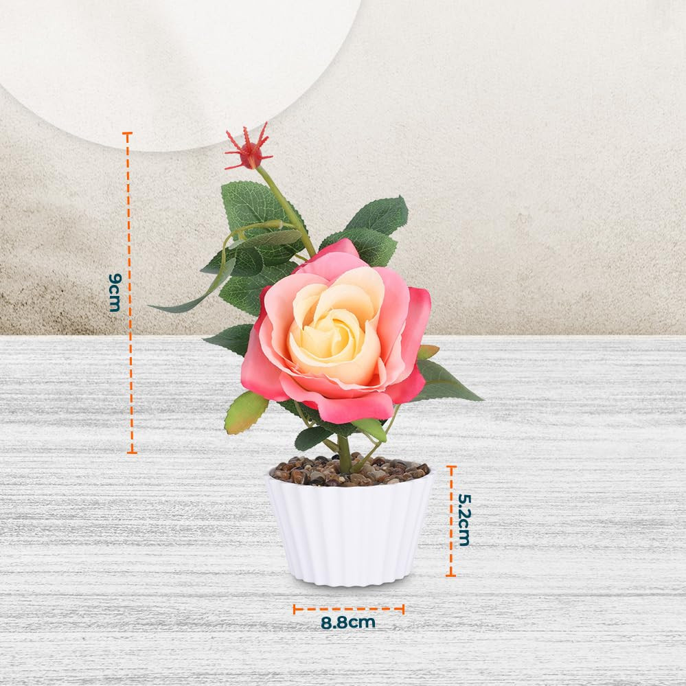 Kuber Industries Artificial Plants for Home DÃ©cor|Natural Looking Indoor Fake Plants with Pot|Artificial Flowers for Decoration (Peach)