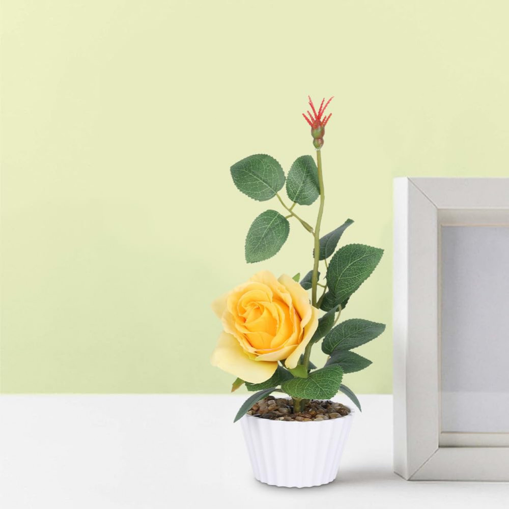 Kuber Industries Artificial Plants for Home DÃ©cor|Natural Looking Indoor Fake Plants with Pot|Artificial Flowers for Decoration (Yellow)