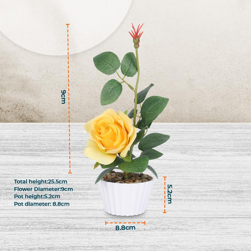 Kuber Industries Artificial Plants for Home DÃ©cor|Natural Looking Indoor Fake Plants with Pot|Artificial Flowers for Decoration (Yellow)