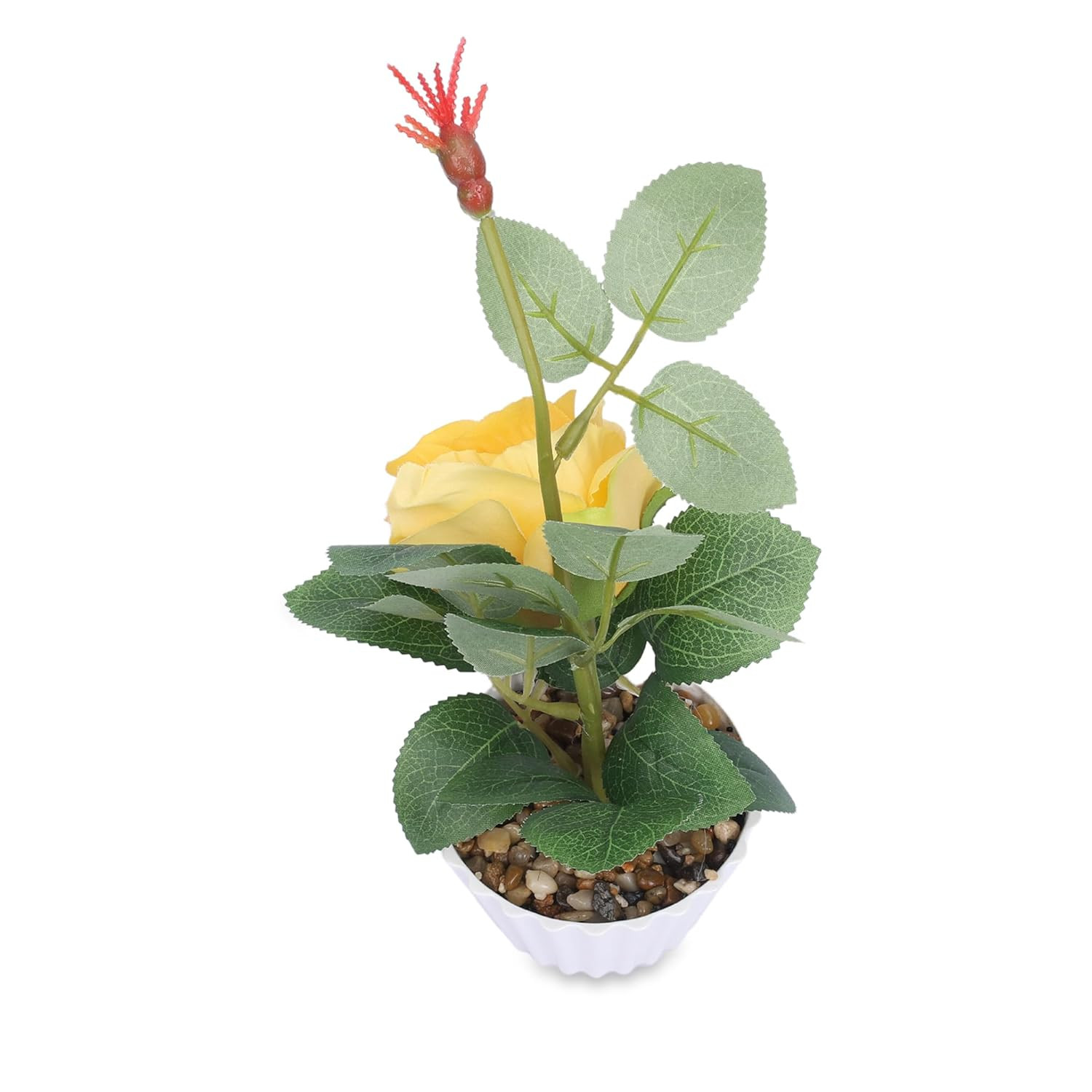 Kuber Industries Artificial Plants for Home DÃ©cor|Natural Looking Indoor Fake Plants with Pot|Artificial Flowers for Decoration (Yellow)