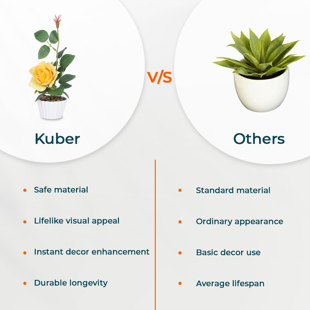 Kuber Industries Artificial Plants for Home DÃ©cor|Natural Looking Indoor Fake Plants with Pot|Artificial Flowers for Decoration (Yellow)