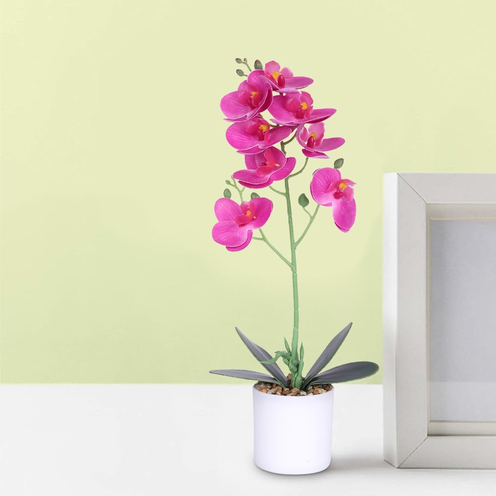 Kuber Industries Artificial Plants for Home DÃ©cor|Natural Looking Indoor Fake Plants with Pot|Artificial Flowers for Decoration (Pink)