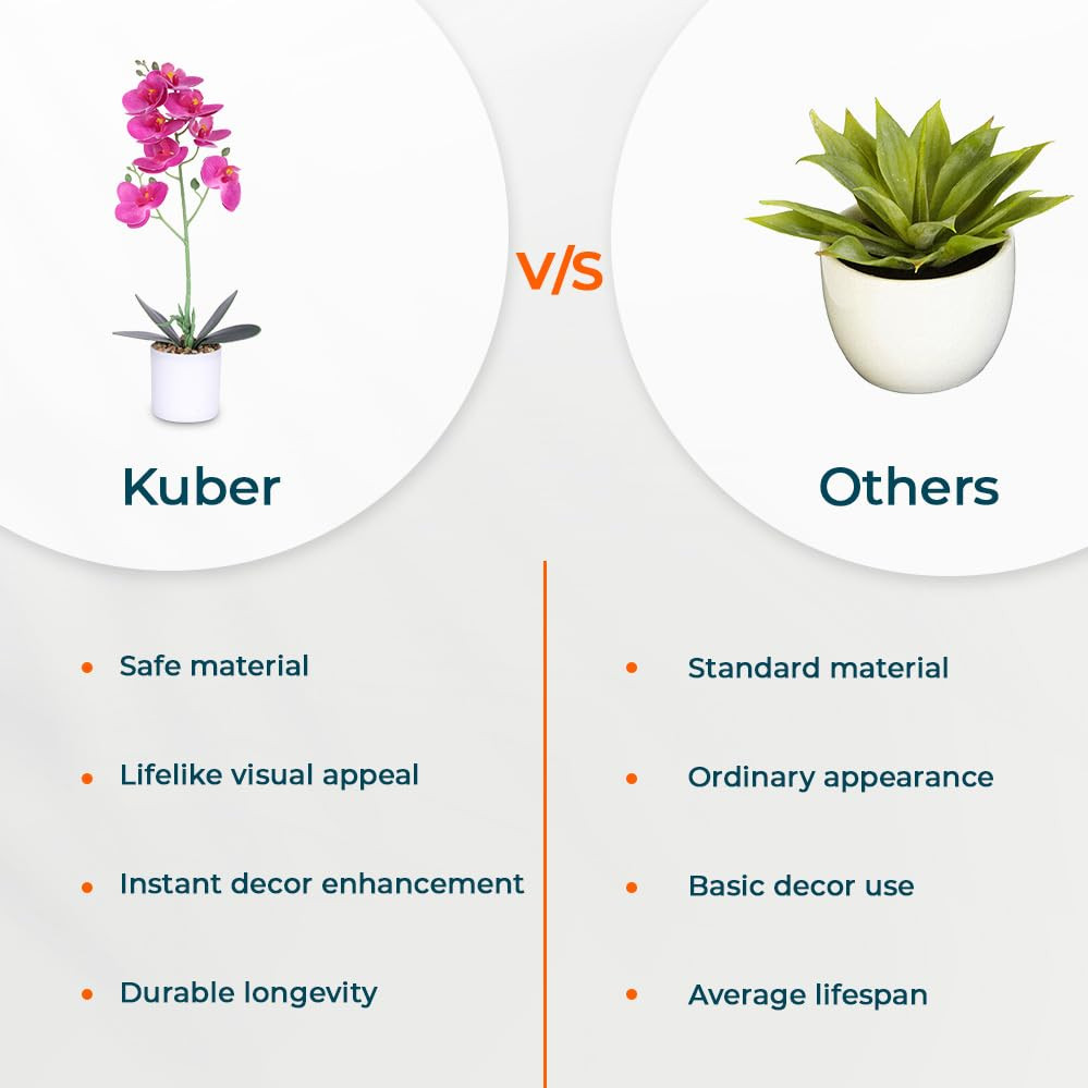 Kuber Industries Artificial Plants for Home DÃ©cor|Natural Looking Indoor Fake Plants with Pot|Artificial Flowers for Decoration (Pink)