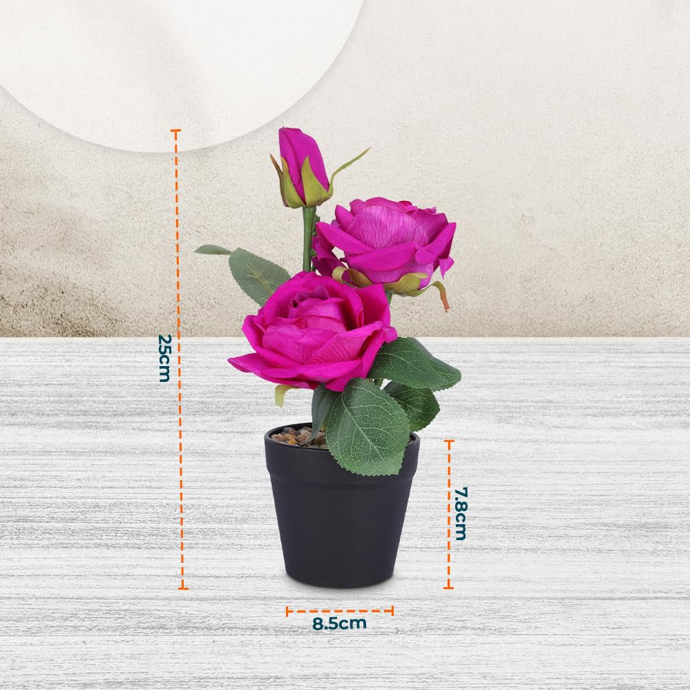 Kuber Industries Artificial Plants for Home DÃ©cor|Natural Looking Indoor Fake Plants with Pot|Artificial Flowers for Decoration (Pink)