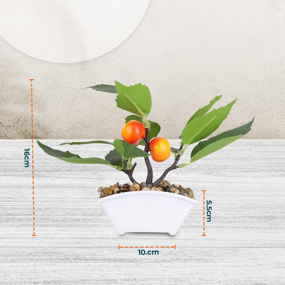 Kuber Industries Artificial Plants for Home DÃ©cor|Natural Looking Indoor Fake Plants with Pot|Artificial Flowers for Decoration (Orange)
