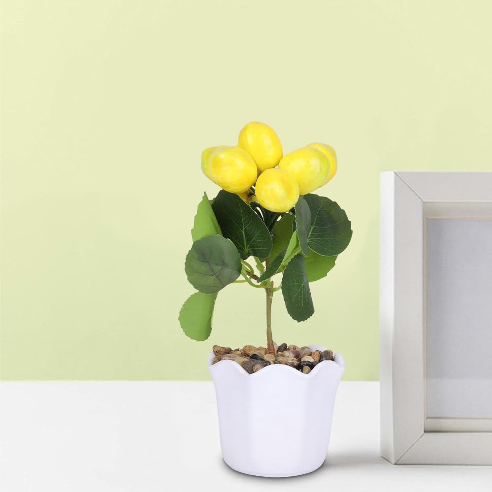 Kuber Industries Artificial Plants for Home DÃ©cor|Natural Looking Indoor Fake Plants with Pot|Artificial Flowers for Decoration (Yellow)