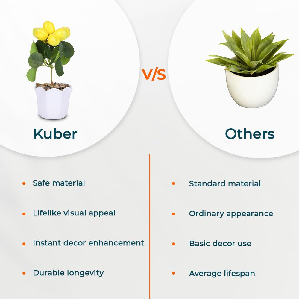 Kuber Industries Artificial Plants for Home DÃ©cor|Natural Looking Indoor Fake Plants with Pot|Artificial Flowers for Decoration (Yellow)