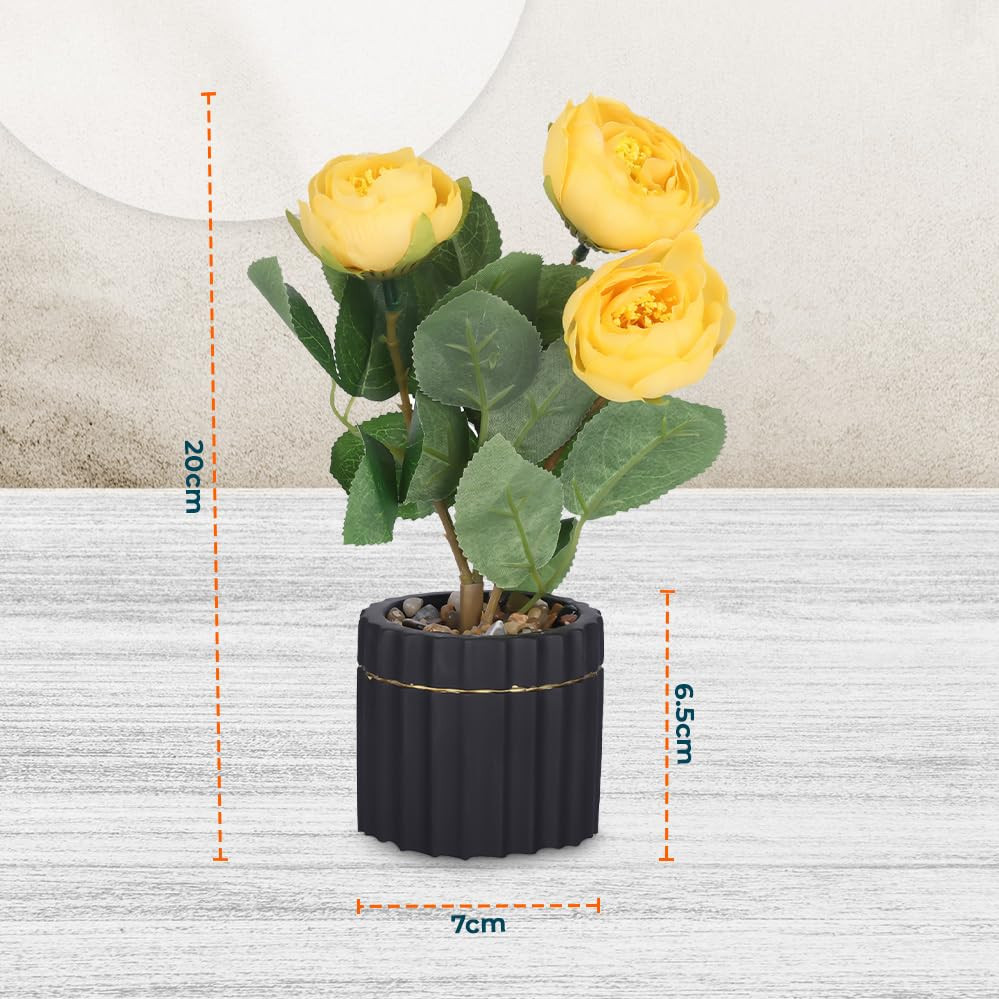 Kuber Industries Artificial Plants for Home DÃ©cor|Natural Looking Indoor Fake Plants with Pot|Artificial Flowers for Decoration (Yellow)