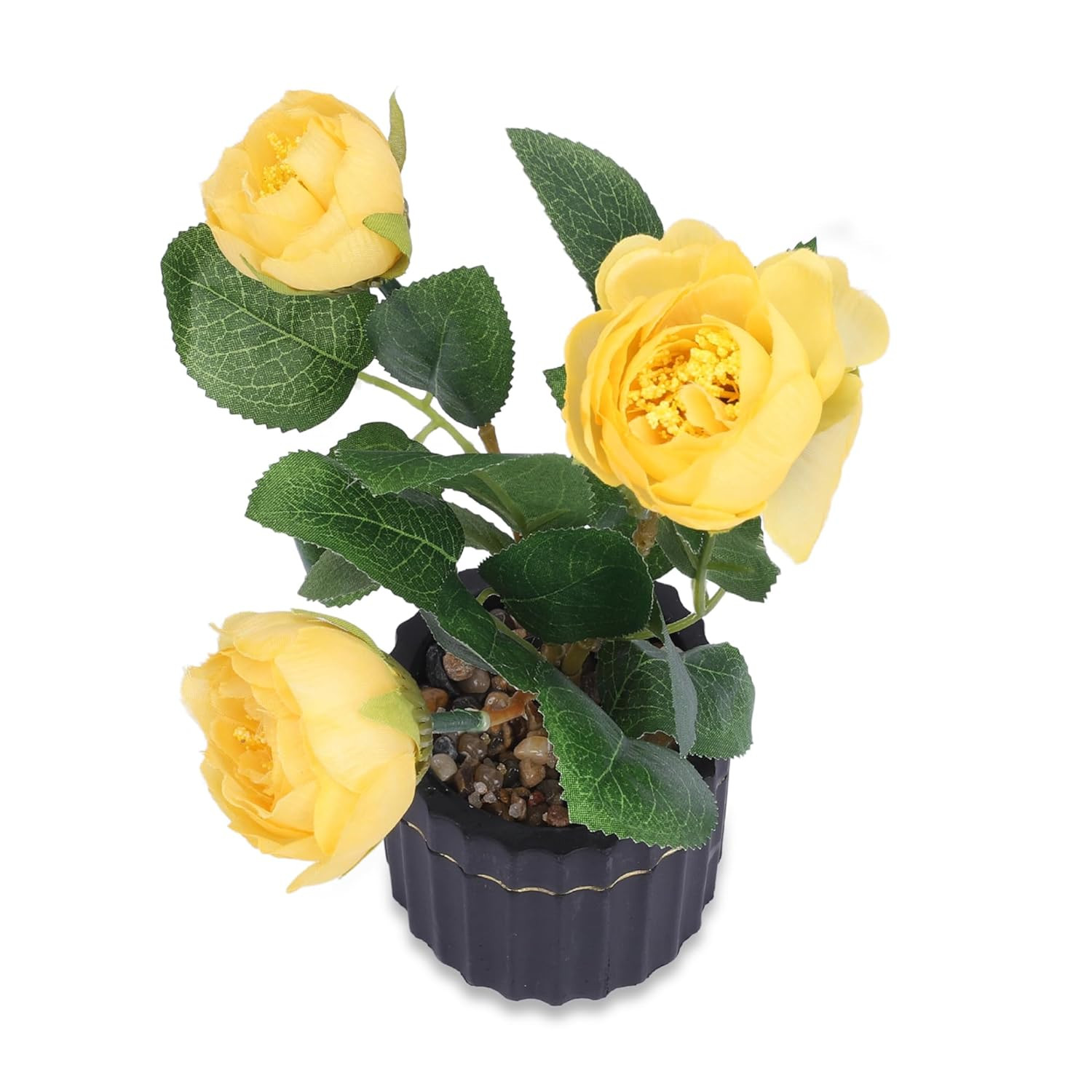 Kuber Industries Artificial Plants for Home DÃ©cor|Natural Looking Indoor Fake Plants with Pot|Artificial Flowers for Decoration (Yellow)