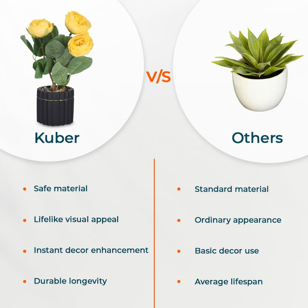 Kuber Industries Artificial Plants for Home DÃ©cor|Natural Looking Indoor Fake Plants with Pot|Artificial Flowers for Decoration (Yellow)