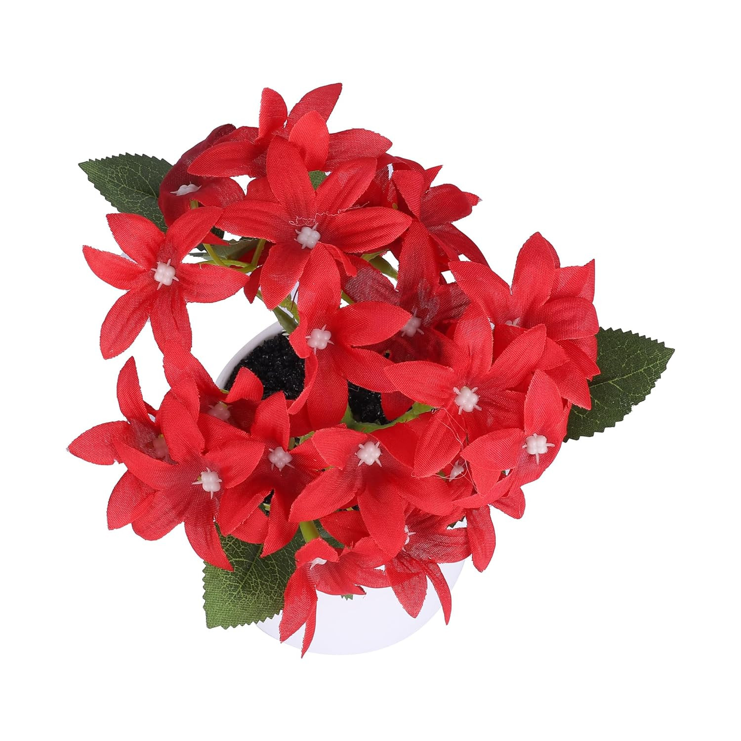 Kuber Industries Artificial Plants for Home DÃ©cor|Natural Looking Indoor Fake Plants with Pot|Artificial Flowers for Decoration (Red)