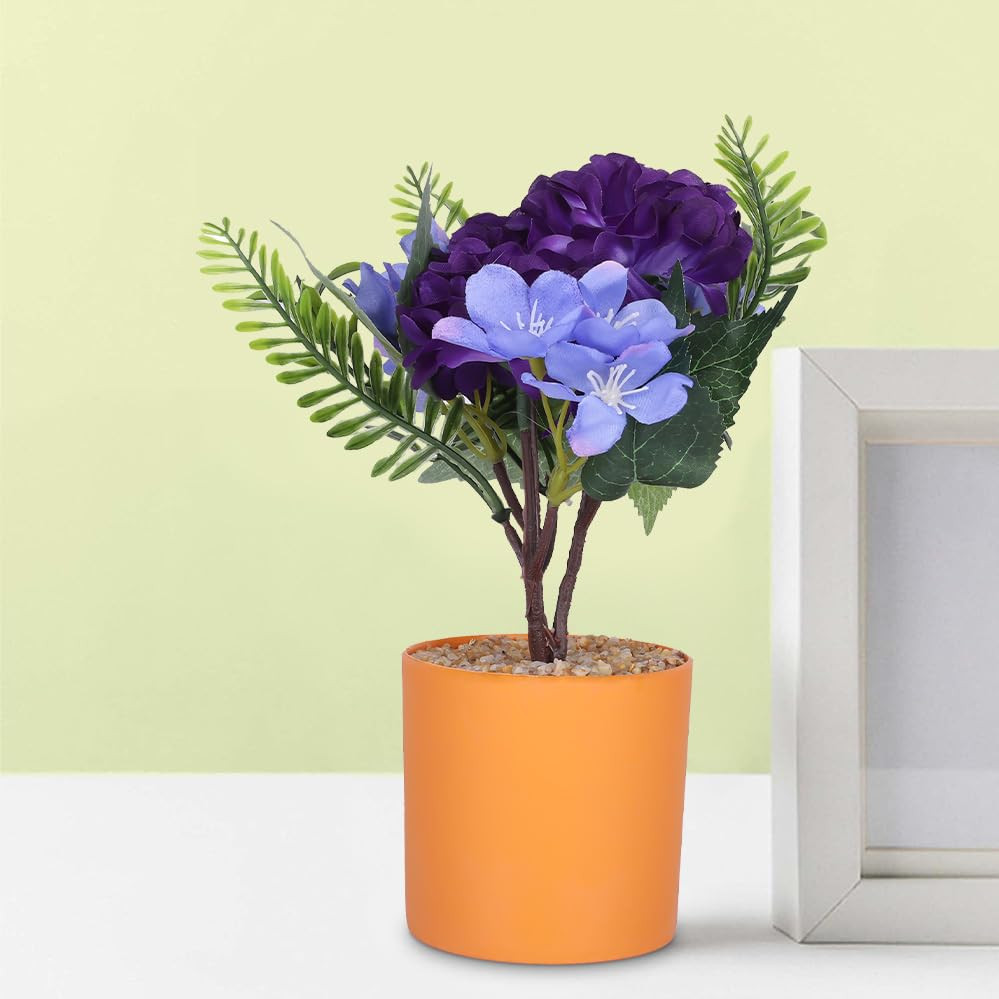 Kuber Industries Artificial Plants for Home DÃ©cor|Natural Looking Indoor Fake Plants with Pot|Artificial Flowers for Decoration (Purple)