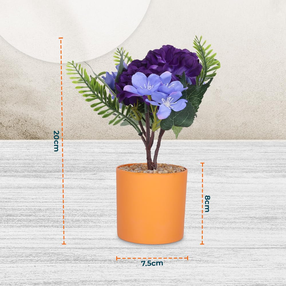 Kuber Industries Artificial Plants for Home DÃ©cor|Natural Looking Indoor Fake Plants with Pot|Artificial Flowers for Decoration (Purple)
