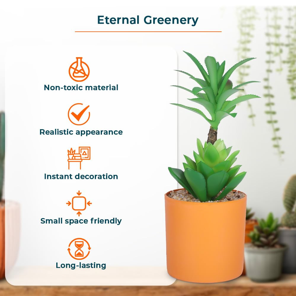 Kuber Industries Artificial Plants for Home DÃ©cor|Natural Looking Indoor Fake Plants with Pot|Artificial Flowers for Decoration (Green)