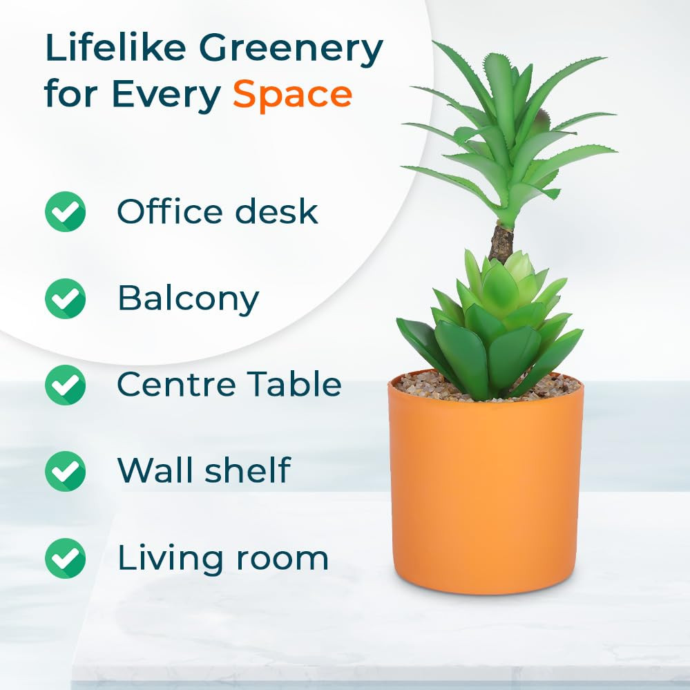 Kuber Industries Artificial Plants for Home DÃ©cor|Natural Looking Indoor Fake Plants with Pot|Artificial Flowers for Decoration (Green)
