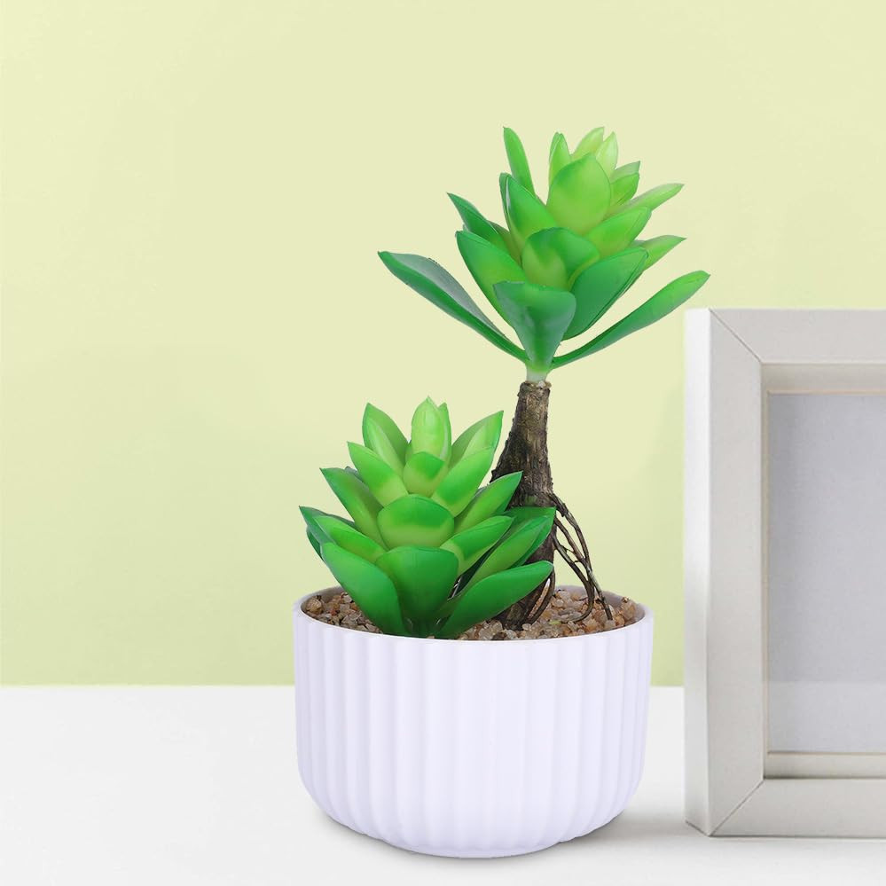 Kuber Industries Artificial Plants for Home DÃ©cor|Natural Looking Indoor Fake Plants with Pot|Artificial Flowers for Decoration (Green)