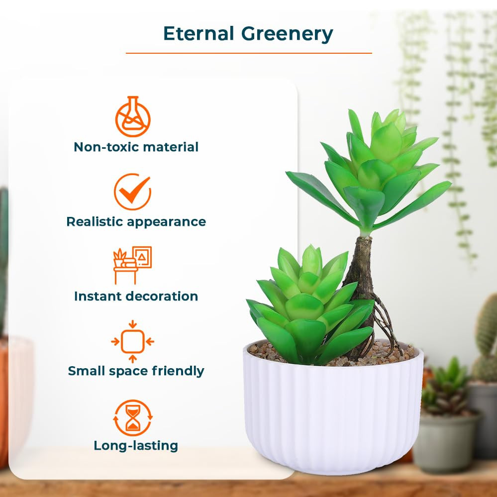 Kuber Industries Artificial Plants for Home DÃ©cor|Natural Looking Indoor Fake Plants with Pot|Artificial Flowers for Decoration (Green)